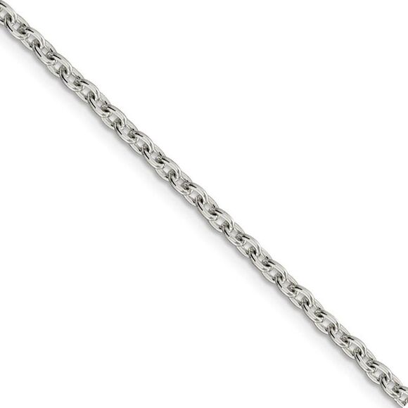 2.75mm Sterling Silver Classic Solid Cable Chain Necklace 26 Inch